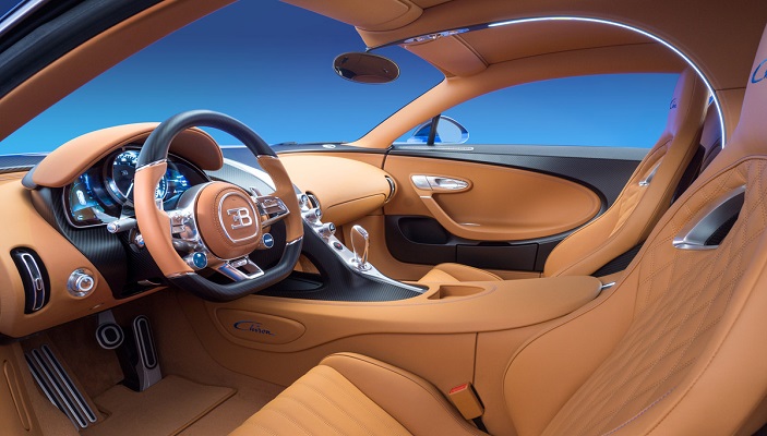 Den fantastiske Bugatti Chiron har et eksklusivt interiør i læder