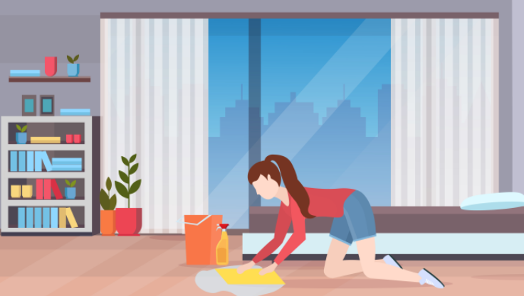kvinde vasker gulv 
